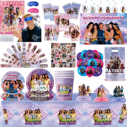 Kpop Katseye Party Decoration Tableware Tablecloth Cup Plate Napkin Sticker Bags Balloons Baby Shower Kpop Party Favors Supplies