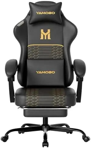 Gaming Chair with Footrest, Ergonomic Video Game Chair with Adjustable Lumbar and Headrest Massage Support,PU Leather