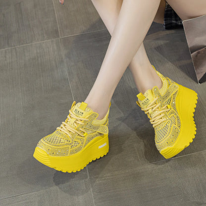 GKTINOO Hollow Sandals Rhinestones Fashion Lightweight Luxury Women Chunky Sneakers Female Summer Height Increasing Ladies Shoes