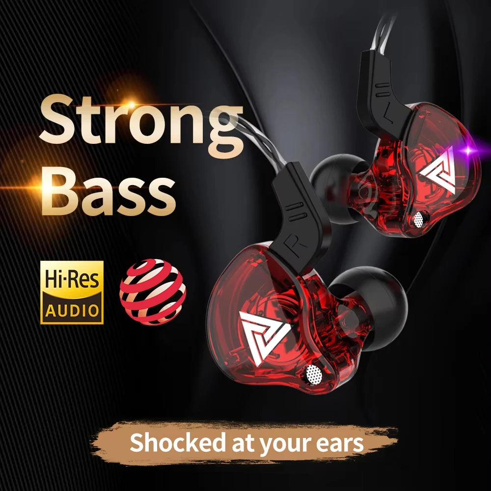 QKZ AK6 Copper Driver HiFi Wired Earphone 3.5MM Race Sport Headphone Bass Stereo Headset Music Earbuds In Ear With Mic,Gifts for Men,Christmas Gifts