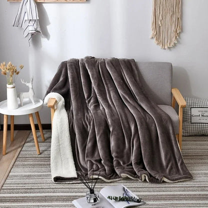 Lamb wool flannel blanket Nordic light luxury style quilt blanket Double layer thickened blanket