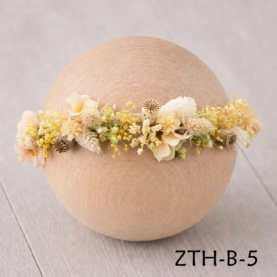 Floral Newborn Headbands for Photography Props Handmade Infant Girl Flower Wreath Baby Headband Newborn Photoshoot, Accessories