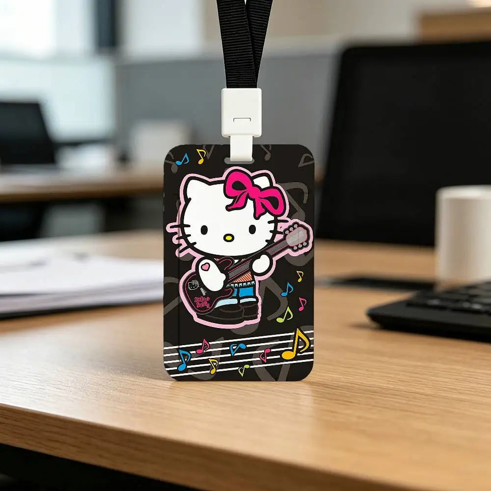Cute Cat H-Hello K-Kitty NFC Contactless Sliding Card Sleeve For Student Cards, Bus Cards, ID Cards, And Work Permits