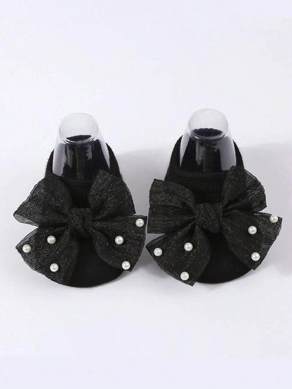 Soft Baby ulle Bow with Pearl Embellishments Socks  Ideal for Birthday & Photoshoot baby socks