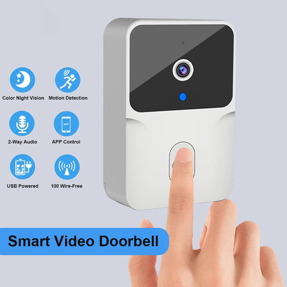 Smart WiFi Video Doorbell Wireless Door Bell Camera 1080P HD Night Vision Two Way Audio Motion Detection Remote Phone Security