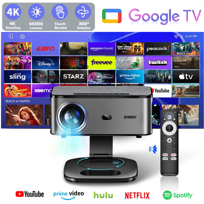 XIWBSY 45000Lumens Google TV Projector Portable Projector 4K Android 14.0 Daylight Projector 8K Video Home Theater  Projector