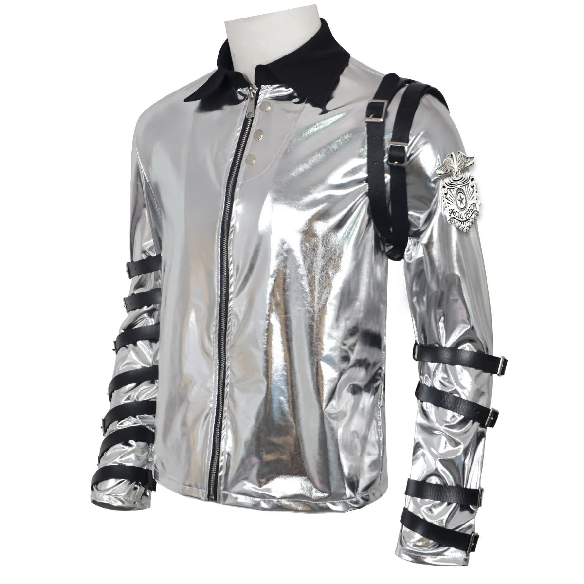 New In Stock: Michael Jackson Bad Era Silver Jumpsuit. Retro Rock Star Stage Performance Bodysuit & Top