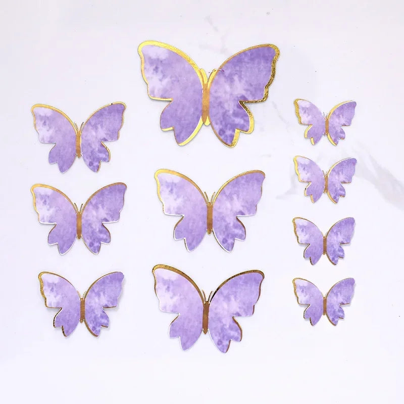 1 Set Happy Birthday Cake Topper Decoration Handmade Painted Butterfly For Wedding Party Baby Shower