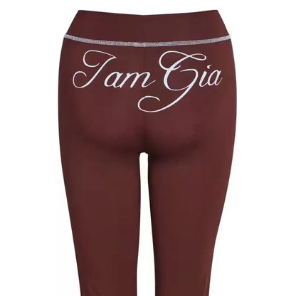 gia slim fit letter printed open thread design hooded zipper short jacket pants set