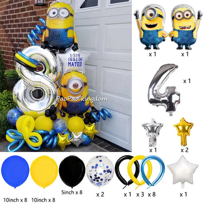 Yellow Banana Man Theme Foil Balloons Set Latex Balloon Kids Birthday Party Decoration Number Balloon Toys Gifts