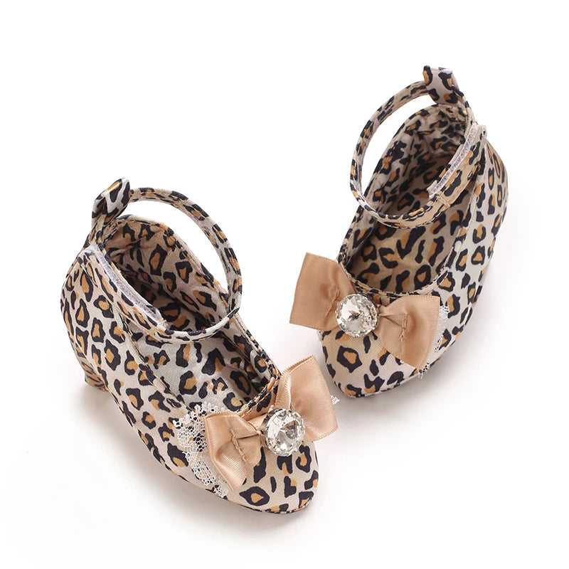 Newborn Infant Baby Fashion Girls High Heels Shoes 0-5Months Princess Bow Party Crib Shoes Photo Props Shoes