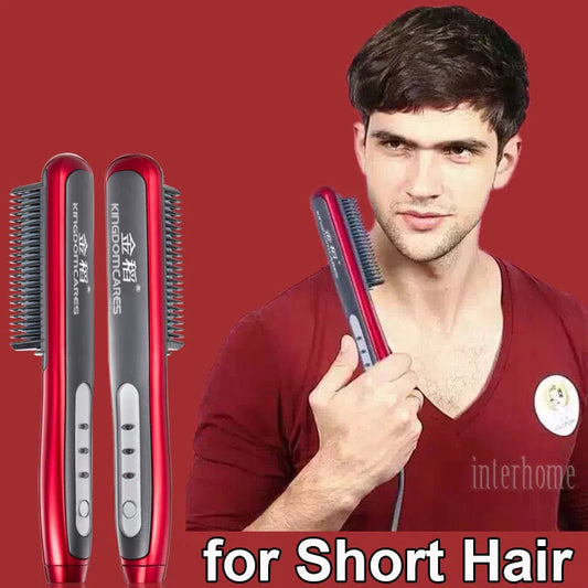 Hair & Beard Straightener Ionic Ceramic Hot Comb Electric Straighten Curling Hair Brush Negative Ion Anti-scalding Styling Tool