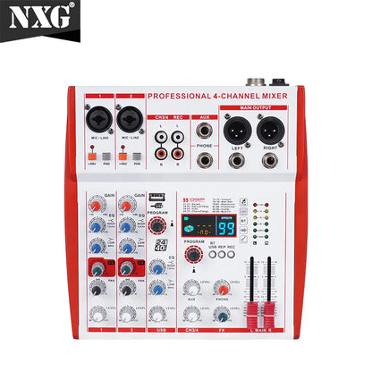 MW4 Professional 4 Channel Audio Mixer | 99 DSP Effects, +48V Phantom Power, USB Sound Console for Live Streaming, Karaoke, Studio Podcast