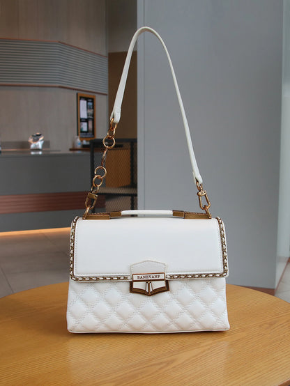 Luxury fashion elegant handbag retro rhombus design ladies shoulder bag advanced temperament bag heavy industry lock flip handba