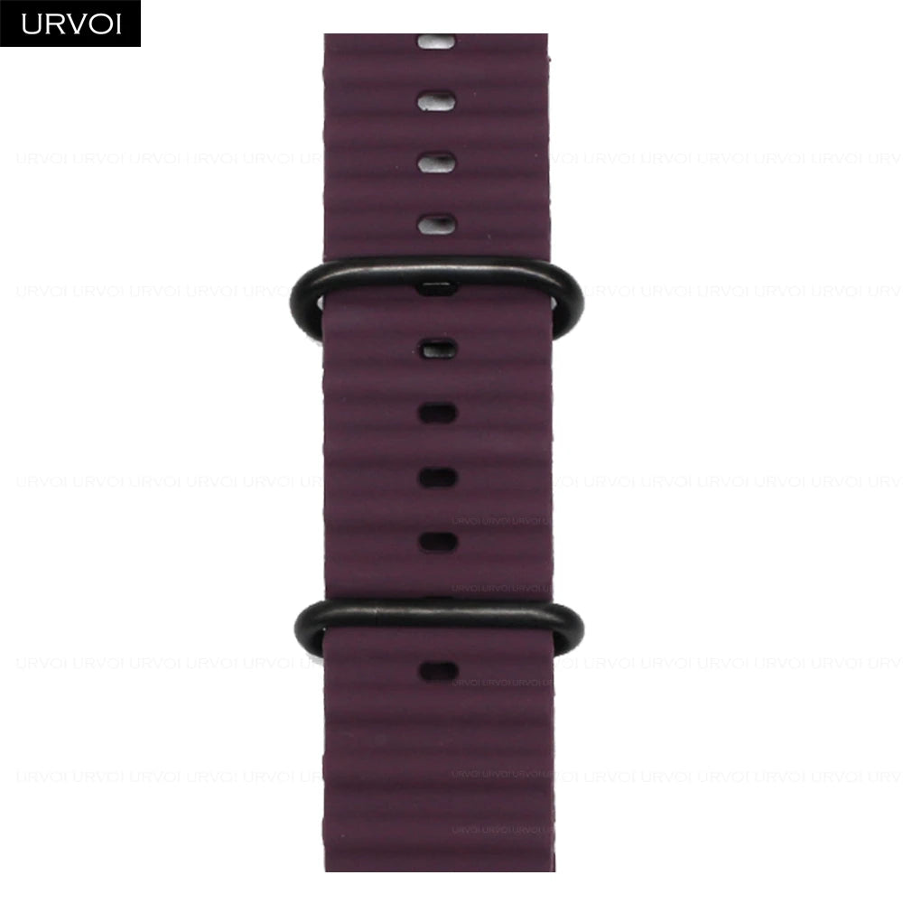 URVOI Ocean Band for Apple Watch Ultra 4 3 2 Strap Series 12 11 10 SE Sport Band for iWatch Silicone Wristband Black Buckle 49mm
