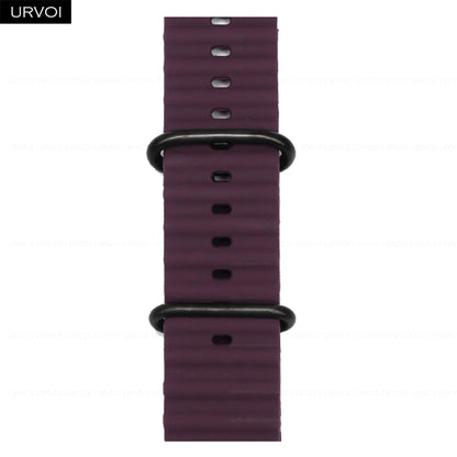 URVOI Ocean Band for Apple Watch Ultra 4 3 2 Strap Series 12 11 10 SE Sport Band for iWatch Silicone Wristband Black Buckle 49mm