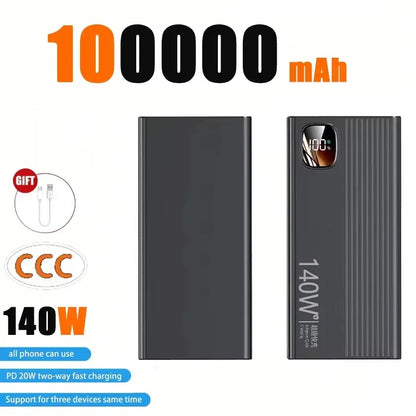 Lenovo 140W Super Rapid Charging 2026New High‑Capacity Portable Battery 500000mAh Powerbank Power Bank For Xiaomi iPhone Phone