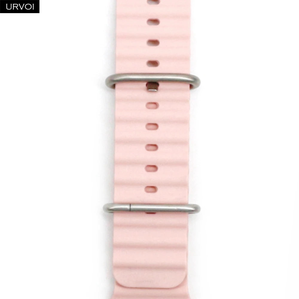 URVOI Ocean Band for Apple Watch Ultra 4 3 2 Strap Series 12 11 10 SE Sport Band for iWatch Silicone Wristband Black Buckle 49mm