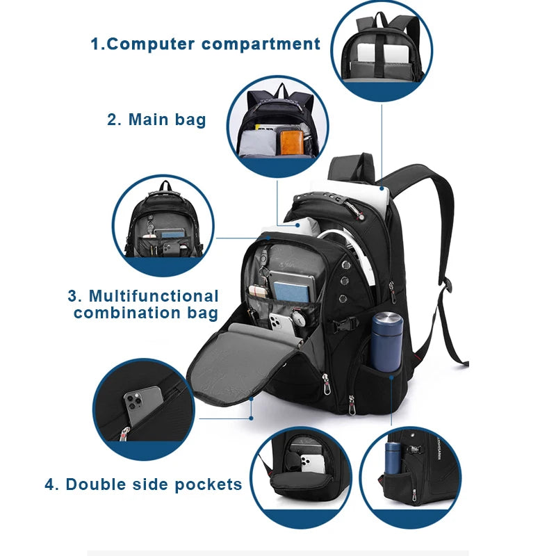 2026 Waterproof 17/20 Inch Laptop Backpack Men Airplane Travel Everyday Backpacks Women Oxford Rucksack Male School Bag Mochila