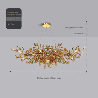 Modern Gingko Chandelier Custom Lights Luxury Glass Chandelier Suitable For Dining Room Living Room Villa Home Decor Gloss