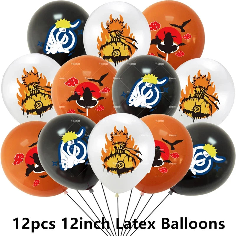 Naruto Kakashi Balloons Uchiha Sasuke Ballons Happy Birthday Banner Party Decoration Kids Toy Cake Topper Disposable Tableware