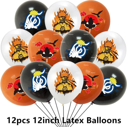 Naruto Kakashi Balloons Uchiha Sasuke Ballons Happy Birthday Banner Party Decoration Kids Toy Cake Topper Disposable Tableware