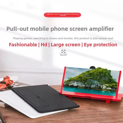 Phone Screen Magnifier 3D HD Tabletop Enlarger Cell Phone Magnifier for Seniors Video Watching Movie Night Home Travel Break