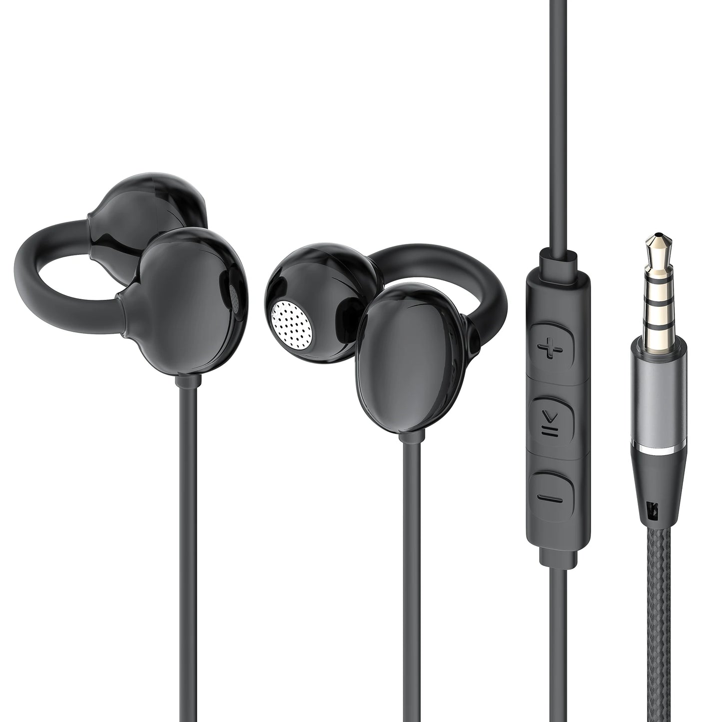 Hellodigi Wired Earphones With Microphone Ear Clip Wired Earbuds 3.5mm/Type-C Plug for PC Laptop iPhone 15 Samsung HIFI Earsets