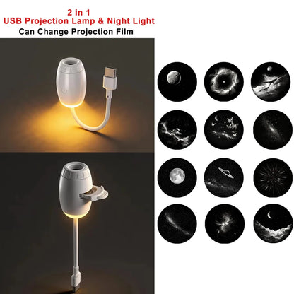 Romantic LED Starry Sky Night Light USB Powered Saturn Galaxy Projector Lamp for Car Roof Party Room Ceiling Decor Plug and Play