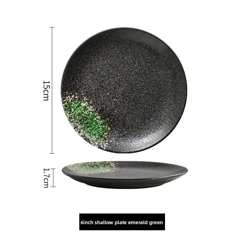 Japanese Style Porcelain Dinner Plate Set for Steak Fruit Salad - Premium Ceramic Dish Microwave Safe Non-Slip Kitchen Gift