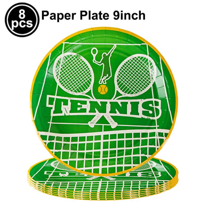 Tennis Cake Topper Happy Birthday Sign Cake Decorations Boy Man Tennis Racket Ball Player Sport Theme Birthday Party Supplies