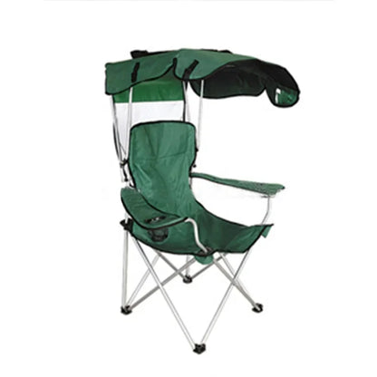 Single Seat Outdoor Folding Beach Chair with Umbrella and Coolbag for Beach or Pool Use