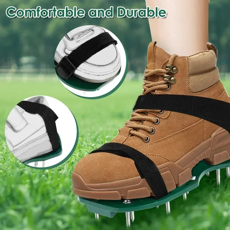 2026 new model lawn aerator shoes manual lawn aerator with spike adjustable spiked aerating sandals reusable plastic lawn