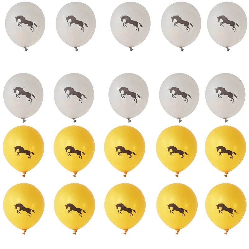 10pcs Horse Balloons Set Party Decor Confetti Sequin Balloons Foil Latex Party Balloons Kid Aldult Cowboy Cowgirl Birthday Party