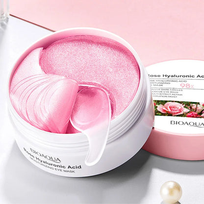 60pcs BIOAQUA Rose Hyaluronic Acid Eye Mask Anti Wrinkle Dark Circles Eye Bags Moisturizing Firming Eye Patches Skin Care