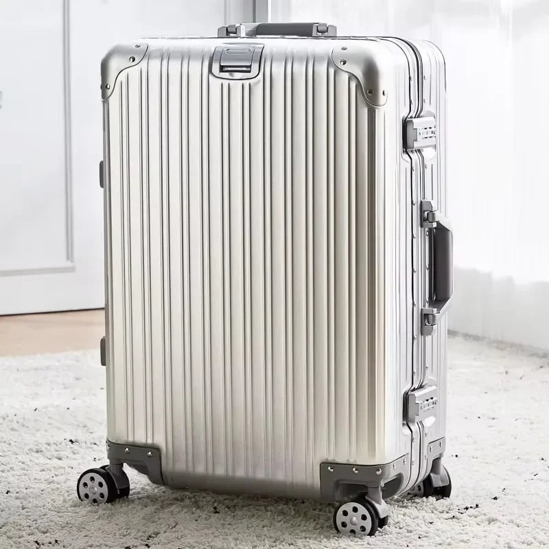 100% Aluminum-Magnesium Alloy Suitcases 20/24/26/29 Inch Lightweight Spinner Luggage TSA Lock Durable Travel Bag