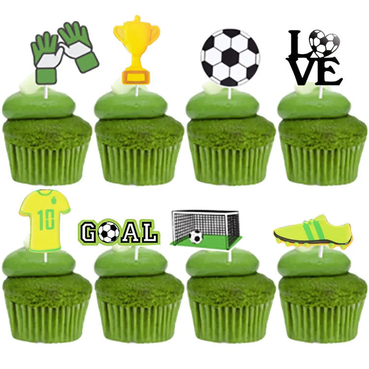 Football Cake Topper Boy Girl Soccer Happy Birthday Cupcake Toppers Party Dessert Wedding Decoration Baby Shower Baking Supplies