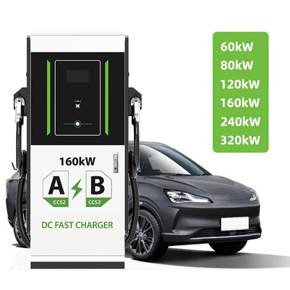High-Speed 60kW-240kW DC Fast Charging Station, Fast Charging in 30-60 Minutes with CCS, GBT, Chademo, OCPP, and RFID Support