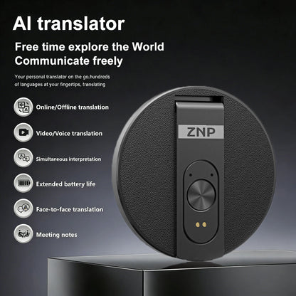 ZNP Ultra-thin AI Voice Translator Instant Professional Portable Wireless Magnetic Foldable Phone Stand 50Hrs Playback ForOffice