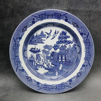 The Blue Willow Set Dinner Elegant England Ware Style Ceramic Breakfast Beef Plate Dishes Dessert Soup Dish Bowl