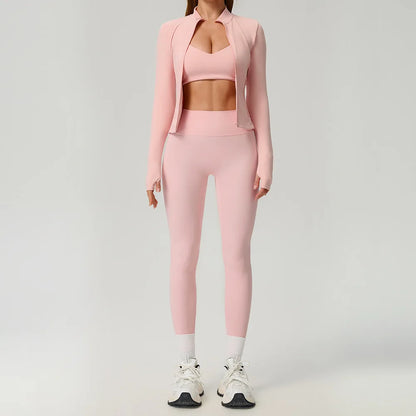 Fitness Suit 2PCS Women Tracksuit Sports Zipper Long Sleeve Yoga Set Gym Clothes Flared Pants Sportswear Female Workout Clothes