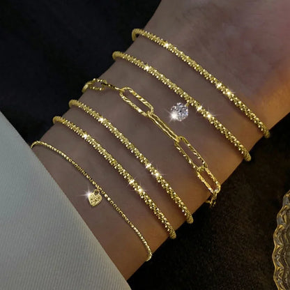 6Pcs 925 Sterling Silver Rhinestone Bracelets for Women Girls Luxury Korean Sparkling Starry Sky Charm Bracelets Party Jewelry