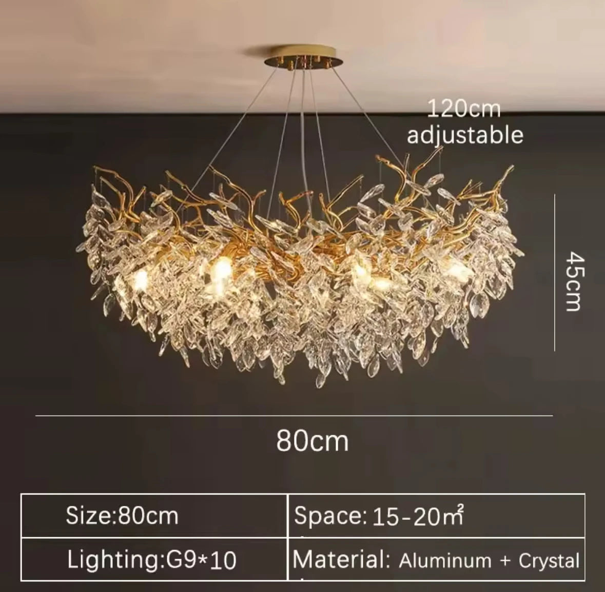 Luxury Gold Crystal LED Chandeliers Living Dining Room Bedroom Lighting Lustre Ceiling Pendant Lamps Indoor Villa Lights Fixture