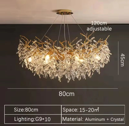 Luxury Gold Crystal LED Chandeliers Living Dining Room Bedroom Lighting Lustre Ceiling Pendant Lamps Indoor Villa Lights Fixture