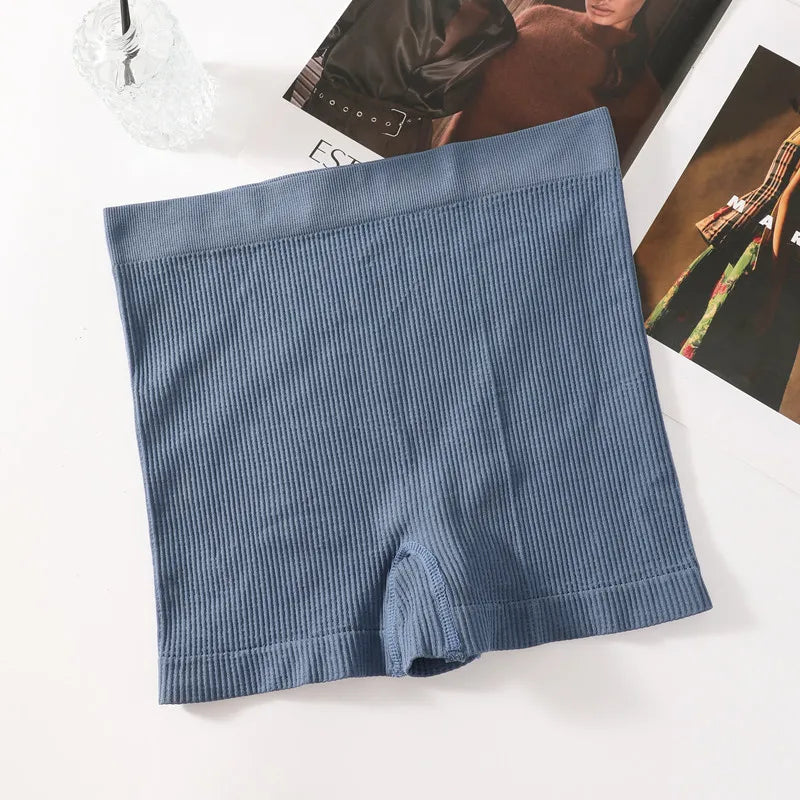 1Pc Women Boyshort Panties Ribbed Seamless Underwear Mide Rise Panties Breathable Safety Short Pants Female Sports Intimates
