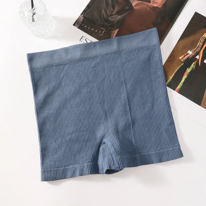 1Pc Women Boyshort Panties Ribbed Seamless Underwear Mide Rise Panties Breathable Safety Short Pants Female Sports Intimates