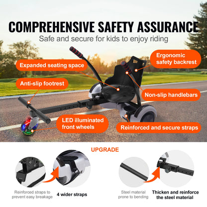 SucceBuy Hoverboard Seat Attachment for 6.5" 8" 8.5" 10" Hoverboards 220 LBS Load Capacity Hover Board Accessory for Kids