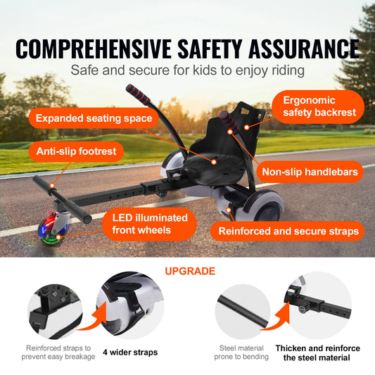 SucceBuy Hoverboard Seat Attachment for 6.5" 8" 8.5" 10" Hoverboards 220 LBS Load Capacity Hover Board Accessory for Kids