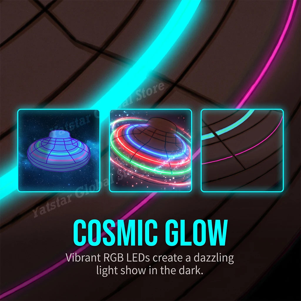 Magic Flying Helicopter Spinner Fingertip Flight Gyro Hover Ball Mini Drone Aircraft LED Light Outdoor Fun Toy for Teens & Adult