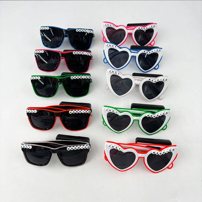 Wireless Luminous Just Married Glasses Glow in the Dark Glasses LED Light Up Glasses for Wedding Bride to Be Party Props